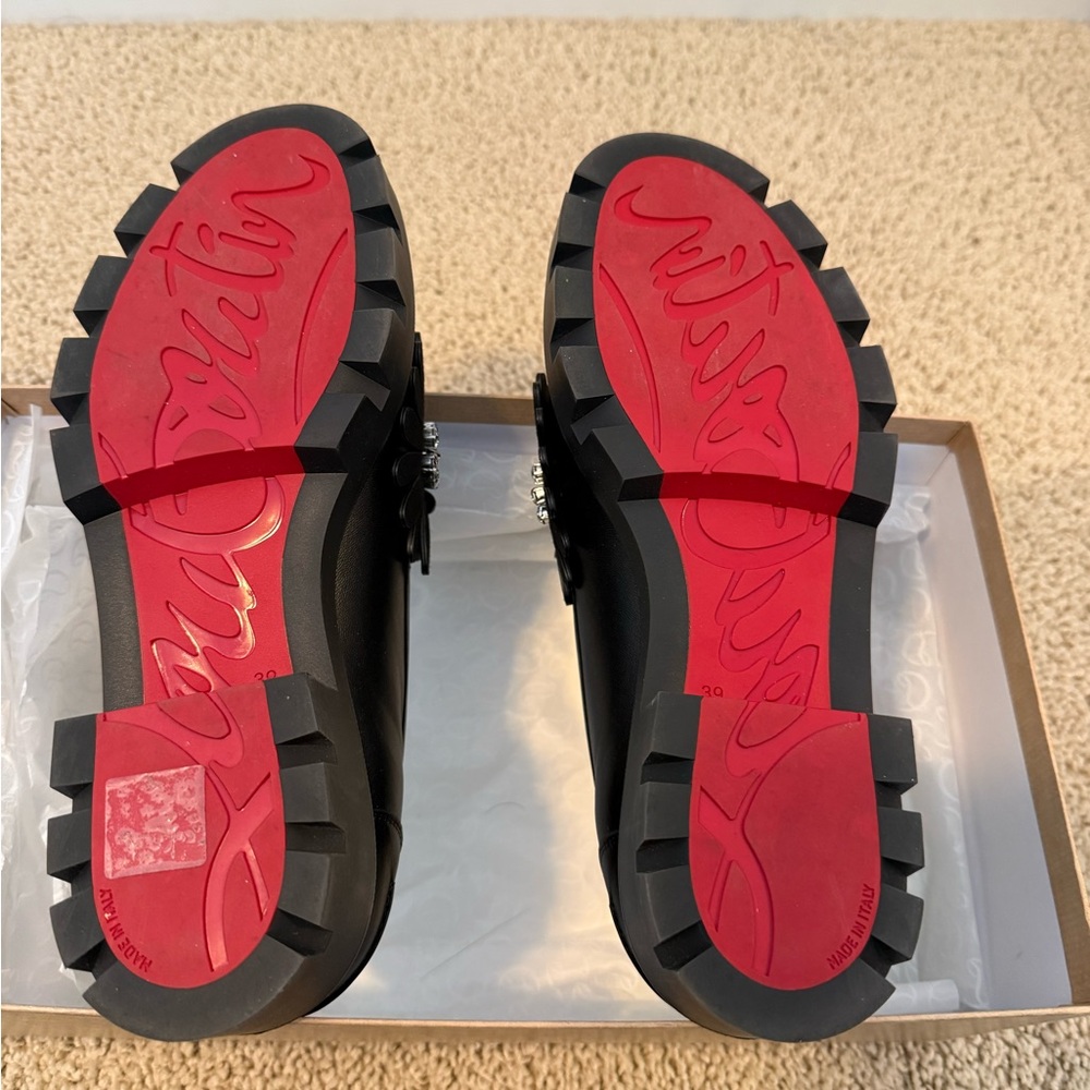 Christian Louboutin Black Loafers with Floral Embellishments - Picture 11 of 11